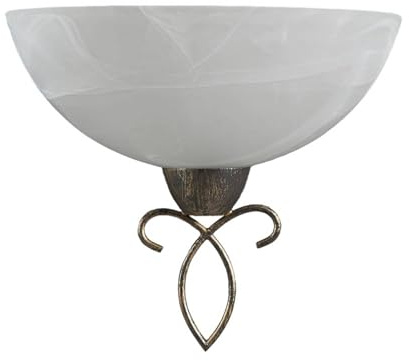 Lampenwelt Wandleuchte, Wandlampe Innen 'Mohija' dimmbar (Landhaus, Vintage, Rustikal) in Weiß aus Glas u.a. für Wohnzimmer & Esszimmer (1 flammig, E27, A++) - Wandstrahler, Wandbeleuchtung