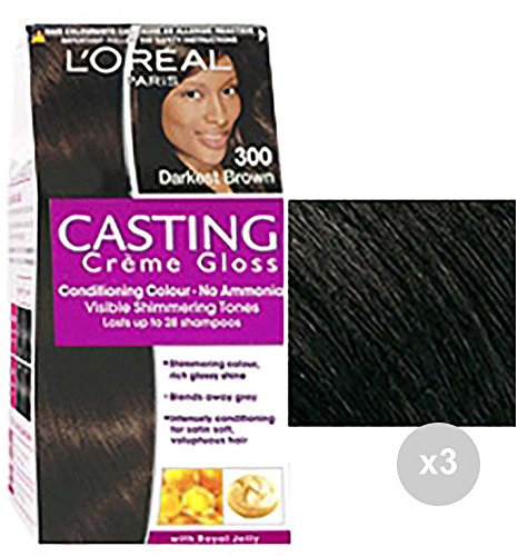 Casting Juego de 3 cremas Gloss 300 castaño Oscuro Tinte para el Cabello, Multicolor, 4 unità (Confezione da 1), 4