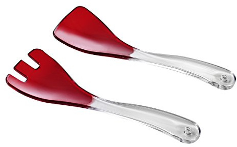 Omada Design Besteck für Salat, sie sind Zweifarbig und aus Acryl (BPA FREE). Länge: 21,5 cm, Made in Italy, Spülmaschinenfest, Linea Diamond, Rot Farben