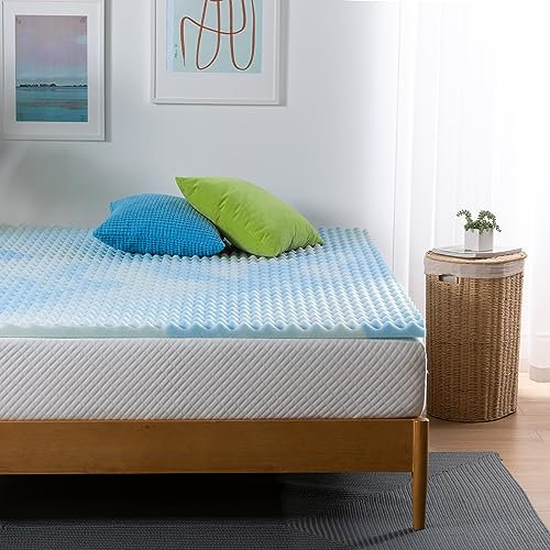Zinus Matratzenauflage 90 x 190 cm – Matratzenhöhe 3,8 cm – Gelmatratze aus Memory-Schaum – Matratzenauflage, blau