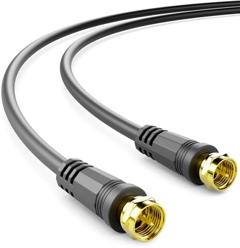 deleyCON 10m SAT TV Antennenkabel Koaxial Kabel HDTV 4-Fach Schirmung DVB-S DVB-S2 Radio DAB Vergoldete Metallstecker Schwarz