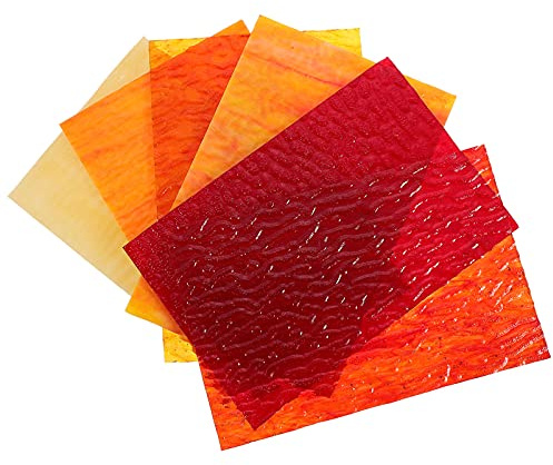 Artibetter 6 Pièces Variété Teinté Feuilles Ondulation de L'Eau Motif Mosaïque en Verre D'Art pour Le Vitrail Projets Mosaïque Art