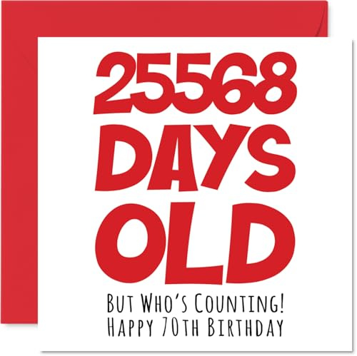 Stuff4 Geburtstagskarte zum 70. Geburtstag für Männer und Frauen | 25568 Tage alt, lustige Geburtstagskarte für Erwachsene, 70. Geburtstag für Mutter, Vater, Oma, Großvater, 145 mm x 145 mm