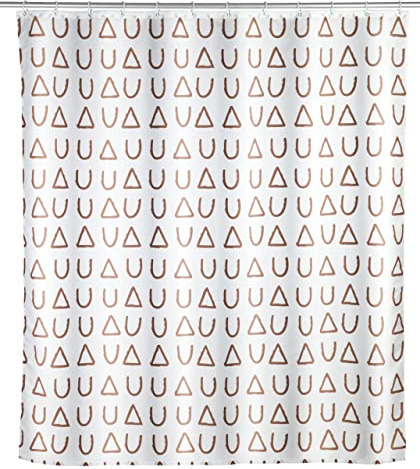 WENKO Duschvorhang Avila, 180 x 200 cm, Vorhang aus 100% Polyester mit Metallösen & Gummi-Gewichtsband für Dusche und Badewanne, wasserabweisend & waschbar, inkl. 12 weißen Duschvorhangringen