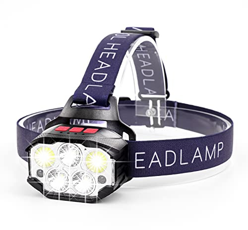 APUNOL Torcia Frontale LED, Lampada Frontale Ricaricabile USB Impermeabile con 2000 Lumens, 14 Modalità di Luce Bianca e Rossa, Lampada da Testa per Campeggio Escursioni Corsa Sport