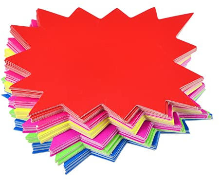 sourcing map 120 stycken Blanko Star Burst försäljningsskylt prisskylt 90 x 70 mm 6 färg för detaljhandelspriser