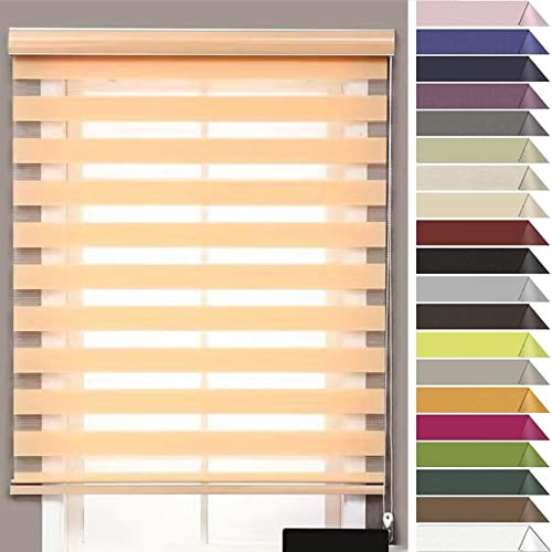 RYNS Seitenzugrollo Verdunklungsrollo 95x220cm Doppelrollo verdunkelnd Wandmontage Verdunkelungsrollo Fensterrollo Verdunklungsvorhang für Fenster und Türen,Anpassbar, Creme Farben