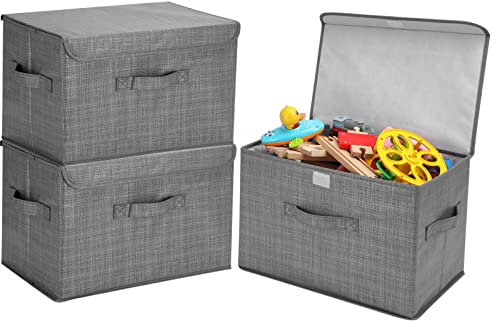 Lifeforce 3 Pack Extra Large Storage Cubes - Foldable Cloth Storage Boxes with 3 Handles - Ideal for Toys, Clothes, Bedding