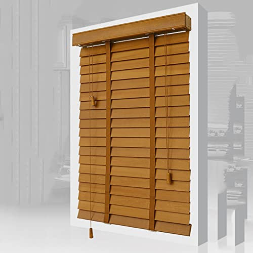 Jalousien Aus Massivholz,Mit Bändern,Horizontale Jalousie Für Fenster,Jalousette Holz Innen Außen 45cm 50cm 60cm 80cm 100cm 120cm Sichtschutz Jalousetten,Verdunkelungsrollos,W×H-75x150cm/29.5x59in