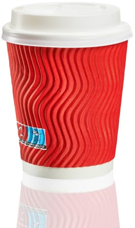 MH QUALITY Kaffeebecher To Go 300ml mit Deckel - 500x Premium Einweg Pappbecher | Hochwertige Coffee To Go Becher - Rot