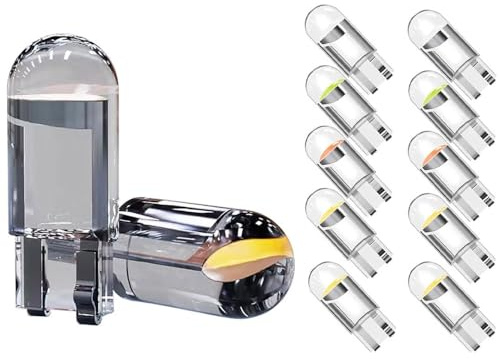 WeiHong LED T10 w5w Ampoules de Voiture Lampe 194 168 501 2825 194 Wedge Intérieur De Voiture Lumière Dôme Feux De Plaque D'immatriculation 12V Paquet de 10 (Jaune)