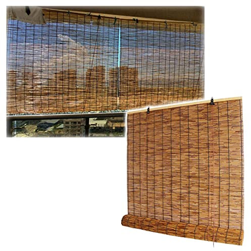 CcacHe Bambus-Jalousien Für Den Innenbereich, Bambusrollo Blickdicht Outdoor 60 100 120 130 150 160cm Breit Sonnenschutz Bambus-Rollos Mit Seitenzug Retro Raffrollo Holzrollos Für Fenster Und Türen