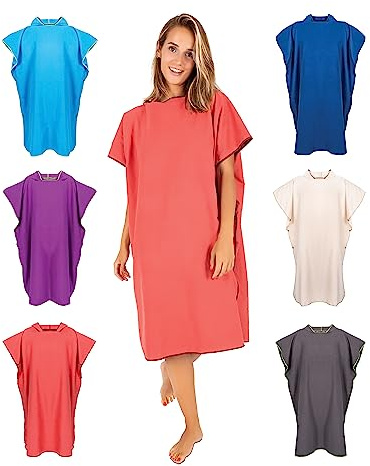 Gräfenstayn Poncho de Baño Premium con Botones - Öekotex 100 - Cambiador Señoras y Hombres - Poncho Surf Playa - Poncho Toalla Adultos - Cambiador - Capa de Baño Microfibra (S-M Burdeos)