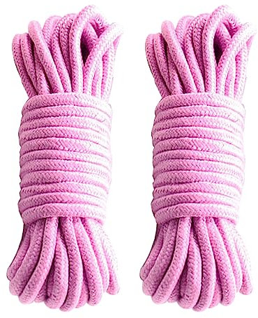 Fayemint 2 Pièces Corde en Coton, Corde en Coton Doux, Corde en Coton Rose, 10m/pc, pour Camping, Remorquage, L'extérieur, Jardin (Rose)
