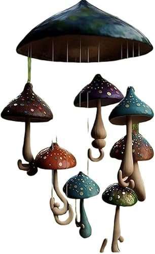Campanule champignon fait à la main, carillon éolien en résine unique, carillon éolien champignon en résine colorée, carillon éolien clair à suspendre pour la maison, le jardin, l'extérieur (A)