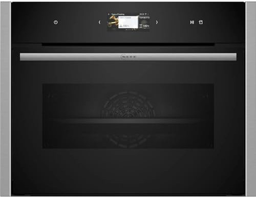 NEFF C24FS31N0, N90, Compact-Dampfbackofen integrierbar, Made in Germany, Full Touch TFT-Display, Dämpfen bis 120°C, Air Fry via Home Connect App, Soft Open and Close, 60 x 45cm, Edelstahl