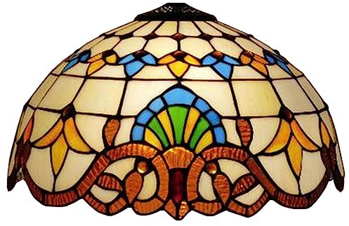 BOTOWI Tiffany Lamp Shade 16 in Wide Accessories Replacement Beige Blue Green Stained Glass Baroque Vintage Style Lampshade for Table Lamp Floor Lamp Pendant Light Chandelier,Beige