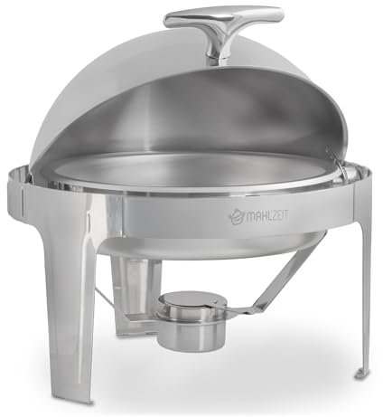 Mahlzeit Edelstahl Chafing Dish con Roll-Top in Acciaio Inox da 6 Litri | Scaldavivande, Contenitore riscaldante, Bain Marie rechaud | Chafig Dish, scaldavivande per Catering a Buffet