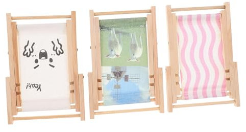 OATIPHO 3stücke Strandstuhl Handyhalter Aus Holz Faltbares Puppenhaus Möbel Für Miniatur Deko Und Kreative Gestaltung Für Strand Und Sommer-
