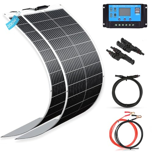 XINPUGUANG Panel solar flexible 200 W 18 V monocristalino panel solar flexible fotovoltaico para autocaravana, barco, caravana (200 W-blanco)