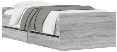 vidaXL Bettgestell mit Schubladen Grau Sonoma 90x200 cm