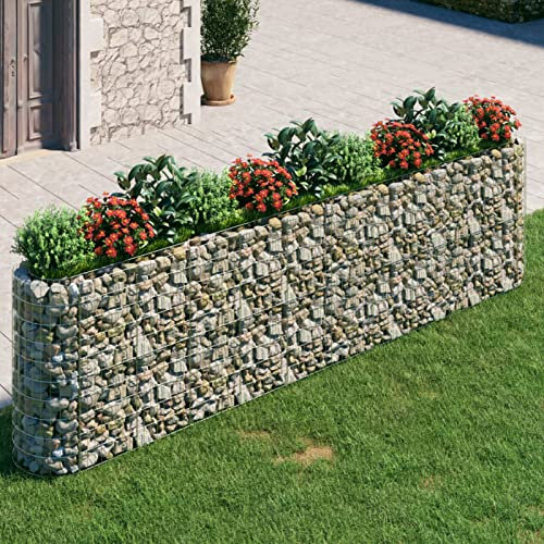ShCuShan Gabionen-Hochbeet Verzinktes Eisen 400x50x100 cm Hochbeete Gabionen Hochbeet