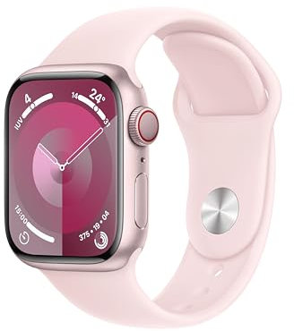 Apple Watch Series 9 [GPS + Cellular, 41mm] Cassa in Alluminio Rosa con Cinturino Sport Rosa, S/M (Ricondizionato)