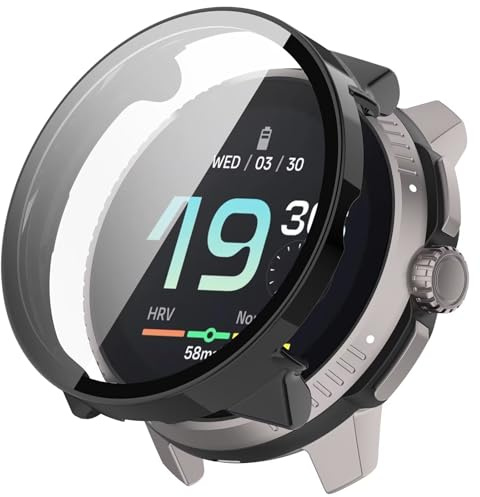 FTRONGRT fodral kompatibelt med Suunto Race, PC + skärm härdad film, stötsäker, allomfattande klockfodral kompatibelt med Suunto Race Smartwatch.Svart