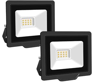 SKYWORLD 10W Projecteur LED Extérieur 2 pièce,1000LM Projecteur LED IP67 Etanche Spot LED Extérieur,6000K Blanc Chaud Projecteur Exterieur LED,Projecteur Extérieur pour Cour Jardin Garage Terrasse