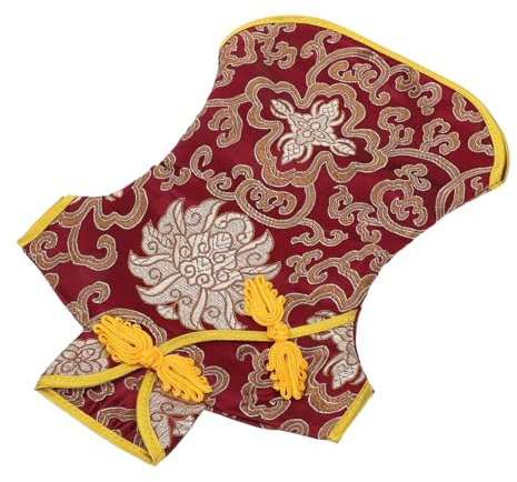 PRETYZOOM Housse De Bouteille De Vin Chinoise en Soie Rouge Foncé, Pochette à Vin Décorative Broderie, Emballage Présent pour Mariage Et Fête Culturelle