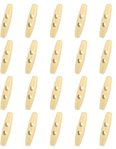 sourcing map Knebelknöpfe aus Holz, 60 mm, 2 Löcher, Olivenform, für Heimwerker, Mantel, Kleidung, Accessoires, Kleidung, Dekoration, Beige, 40 Stück