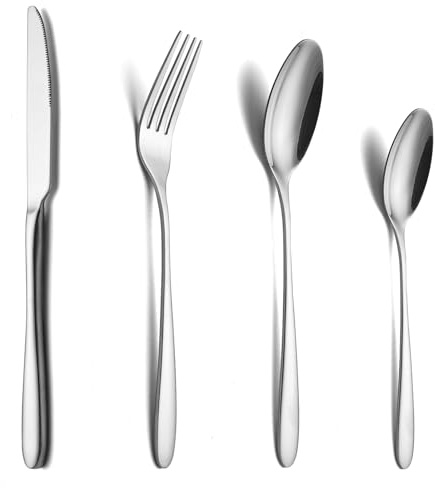 COPOTIO Couverts de table 6 personnes, Set de couvert acier inox 24 pièces, avec cuillère couteau fourchette
