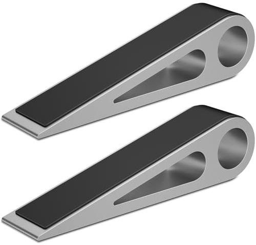 2 Stück Türstopper Boden, Rutschfester Türkeil aus Aluminium & Gummi, 12,5 * 2,6 * 3,1CM, Silber
