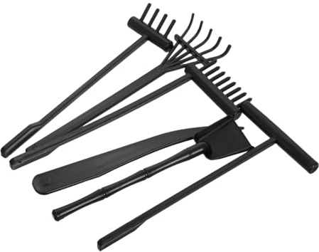 KICHOUSE Set 6 Mini Rastrelli Zen Per Giardino Di Sabbia Da Meditazione, Utensili Leggeri in Plastica Per Creazione e Decorazione Giardino Zen Indoor Ed Esterno