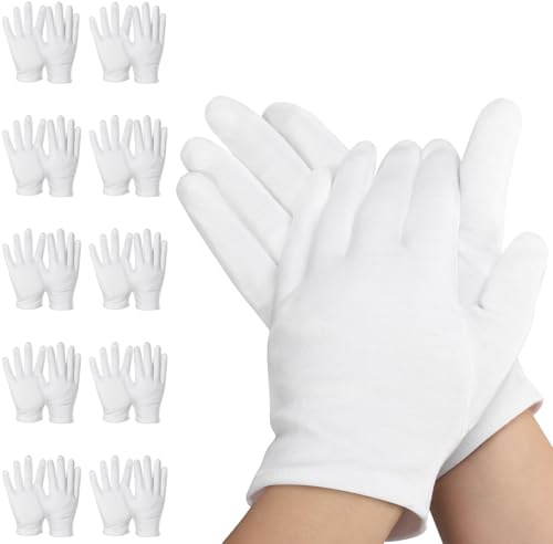 Einfa Handschuhe Baumwolle - 20 Stück (10 Paar) Arbeitshandschuhe Weiß - S Klein 20cm Cotton Gloves Weiße - Handcreme Baumwollhandschuh - Work Gloves Fahrer Rezeptionisten