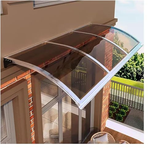 Door Canopy Outdoor，Curved Door Window Awning Canopy，Front Door Canopy Awning Shelter，Polycarbonate Cover + Aluminum Alloy Bracket, Sun-Proof, Rain-Proof And Snow-Proof.(90 * 110cm/35.4 * 43in)