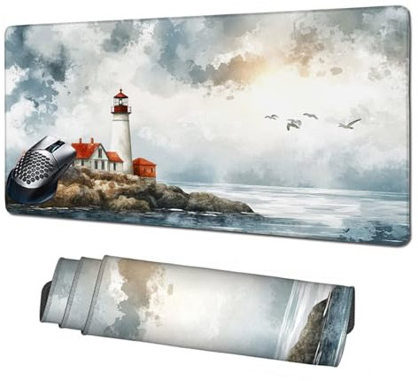 Alfombrilla Gaming,Alfombrilla Ratón Faro Mouse Pad,Cielo Alfombrilla Escritorio Grande 1600x800x3mm,Protector Escritorio Alfombrilla Antideslizante,Mejora Precisión y Velocidad,Accesorios PC X1-1984