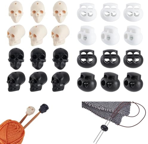 AHANDMAKER 32PCS Stricknadel Stopper Niedliche Skelettkopf Nadelspitze Protektoren Maschenstopper Für Kleine Stricknadeln Zubehör DIY Schmuckherstellung