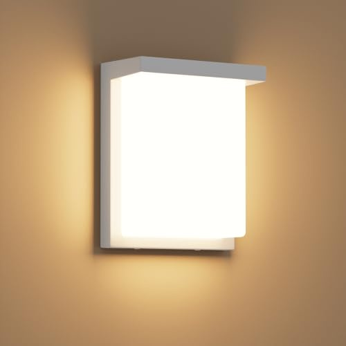 Klighten Lámpara LED para exteriores de 30 W, aplique blanco cálido de 3000 K, lámpara para exteriores IP65, aplique de aluminio para terraza, jardín, Blanco | 30W luminaria de pared exterior, exterior luz de pared, aluminio+PC lámpara de pared terraza exterior interior jardín