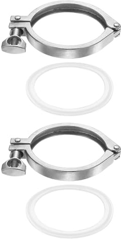 PATIKIL Tri Sanitary Clamp Single Pin, 2Set Heavy Duty 304 Stainless Steel Clamp Sanitary Fittings with Wing Nut Silicone Gasket for Ferrule TC Tube OD 3 Flange Size 91mm, Silver
