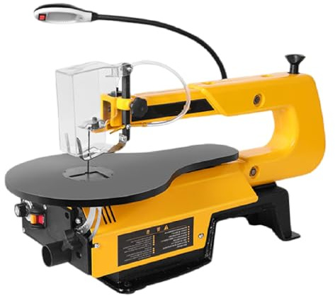 pedenencelia Sierra De Calar De Velocidad Variable Sierra Marquetería Eléctrica con Mesa Trabajo Metal Inclinable A 45° para Cortes Biselados,Control Velocidad Continuo 550-1650 RPM PremiumModel