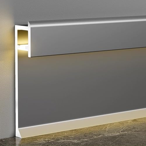 Plinthe Métallique LED En Aluminium, Plinthe Murale LED En Aluminium, Moulure De Recouvrement, Plinthe, Spot Encastré Avec Transformateur(Matte gray,1m/3.3ft)