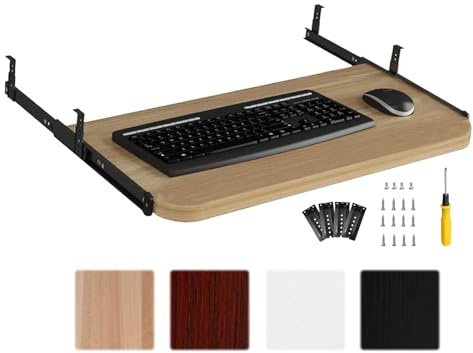 Under-skrivbords-tangentbordsbricka med musplattform, glidförlängning i metall för hemmakontor (54/60/70 x 27 cm), släta kullager, 5 färgalternativ - ergonomisk design, platsbesparande lösning
