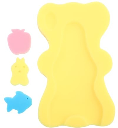CAXUSD Alfombrilla de Baño para Ñiño Recién Nacido de Esponja Segura y Antideslizante en Forma de Oso Amarillo, Cojín Cómodo para Baño Infantil