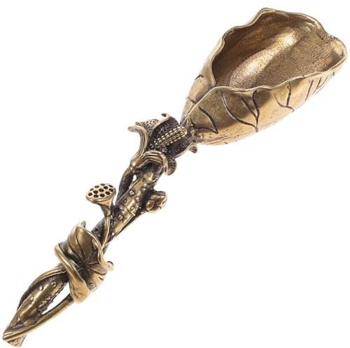 TOYANDONA Cuchara de Té de Cobre Puro Mini Espátula para Té Diseño Loto Accesorio para Infusiones Cuchara Pequeña para Medir Adecuado para Ceremonia