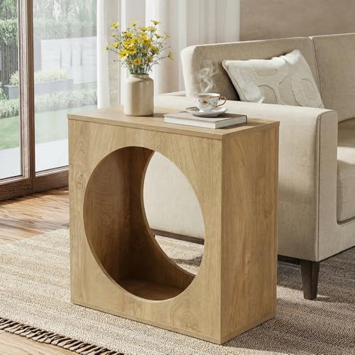 Tribesigns End Table for Living Room, Modern Wooden Side Table with 2-Tier Storage Shelf, Rectangular Bedside Nightstand for Small Spaces, Living Room, Bedroom, Light Oak (1, Brown)