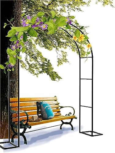 Arche de Jardin en Fer Noir pour Plantes Grimpantes Solide Treillis Résistant aux Intempéries pour Jardin Patio Décoration Mariage Fête,180×220×40cm