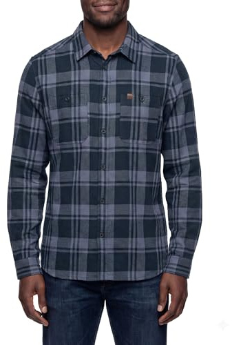 DANISH ENDURANCE Camicia Flanella Uomo Maniche Lunghe, 100% Cotone Biologico Pettinato Blu Scuro M