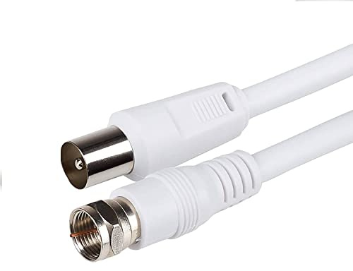 CABLEPELADO Câble d'antenne-satellite | Câble TV SAT 75 Ohm | Connecteur coaxial mâle à type F mâle | Satellite Sat Freesat Sky Virgin BT TV HDTV DVB DVD Radio/Coax d'antenne TV | Blanc | 2,50 mètres