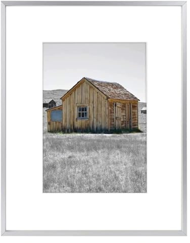 Golden State Art, 8x10 Silver Picture Frame Display Photo 5x7 with Mat or 8 x 10 Without Mat for Wall Mounting, Classic Satin Aluminum Frames with Real Glass (Pack of 1)